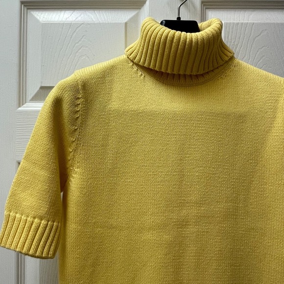 Lauren Ralph Lauren Sweaters - Lauren Ralph Lauren Turtleneck Sweater Women's M Yellow Ribbed Cotton Logo